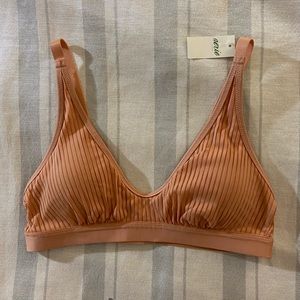 Aerie Striped/Ribbed Mesh Scoop Bralette